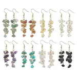 8 Pair 8 Style Natural & Synthetic Mixed Gemstone Chips Dangle Earrings Set