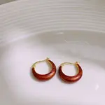 Brass Enamel Hoop Earrings