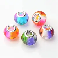 Spray Painted Two Tone Glass European Beads