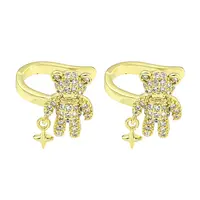 Brass Micro Pave Cubic Zirconia Cuff Earrings