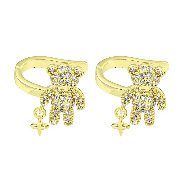 Brass Micro Pave Cubic Zirconia Cuff Earrings