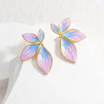 304 Stainless Steel Leaf Stud Earrings