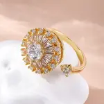 Sunflower Rotatable Open Cuff Rings for Women