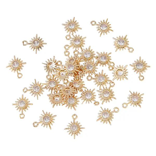 30Pcs Brass Micro Pave Cubic Zirconia Charms