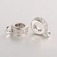Brass Micro Pave Cubic Zirconia Tube Bails