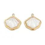 304 Stainless Steel Pave Natural White Shell Charms