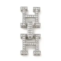 Rack Plating Brass Micro Pave Clear Cubic Zirconia Fold Over Clasps