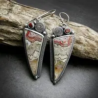 National Style Alloy Rhinestone Dangle Earrings