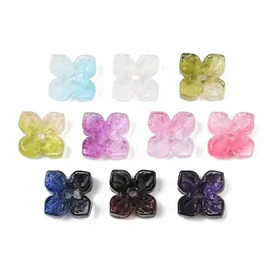 Baking Paint and Golden Metal Enlaced Glass Beads