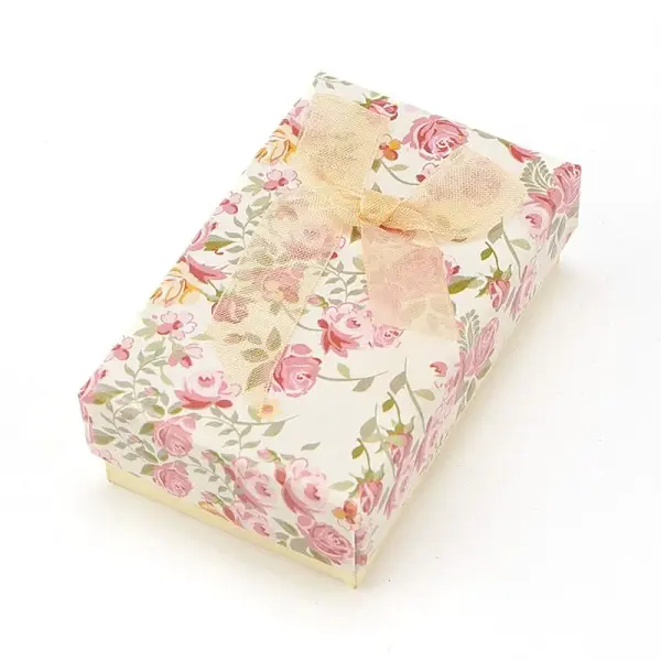 Flower Pattern Cardboard Jewelry Packaging Box