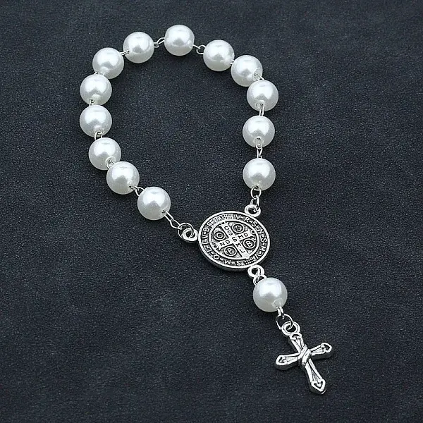 Cross & Saint Benedict Alloy Charm Bracelet