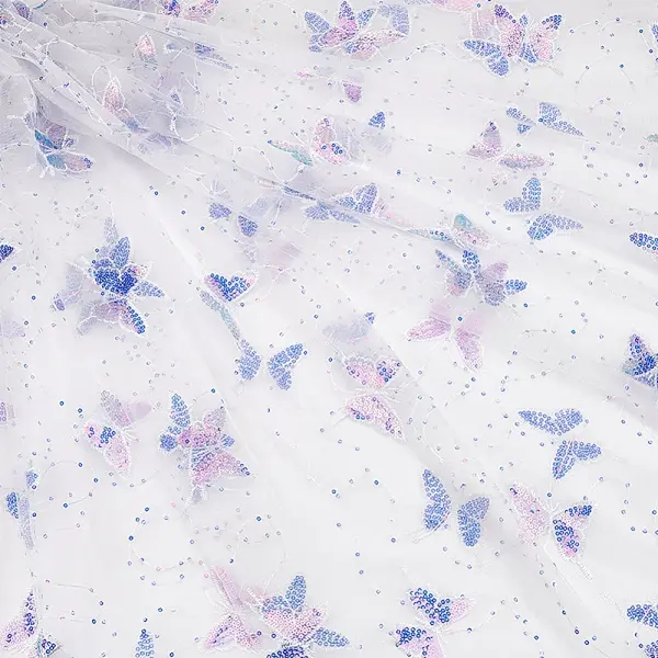 1Pc Butterfly Pattern Polyester Mesh Tulle Fabric