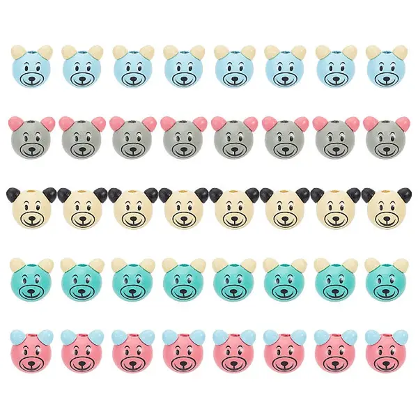 40Pcs 5 Colors Wood European Beads