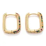 Brass Micro Pave Cubic Zirconia Huggie Hoop Earrings