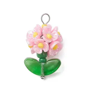 Glass Seed Beaded Flower Pendants