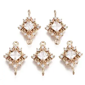 Brass Micro Pave Cubic Zirconia Links Connectors