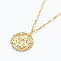 Brass Micro Pave Clear Cubic Zirconia Pendant Necklaces