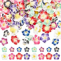 80Pcs 8 Styles Handmade Polymer Clay 3D Flower Plumeria Beads