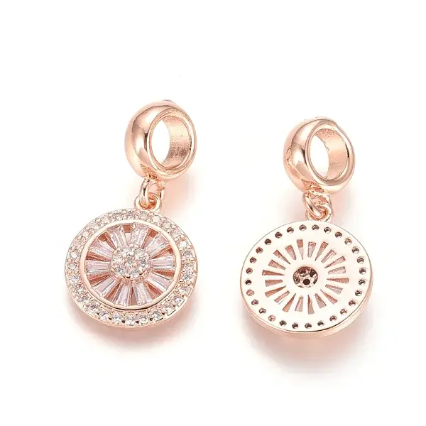Brass Micro Pave Cubic Zirconia European Dangle Charms