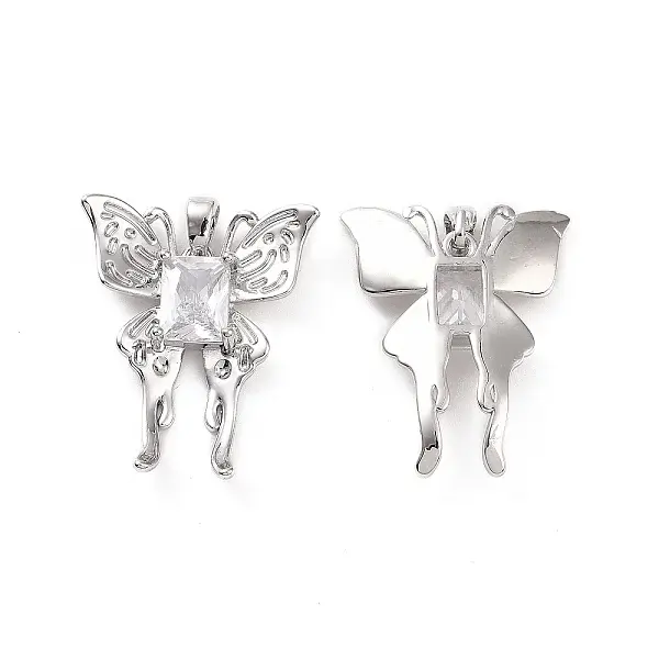 Brass Micro Pave Clear Cubic Zirconia Pendants