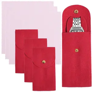 3 Sets Rectangle Velvet Single Watch Storage Bags