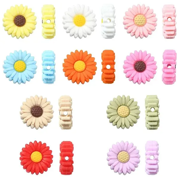 10Pcs 10 Colors Food Grade Eco-Friendly Silicone Focal Beads