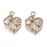 Brass Micro Pave Clear Cubic Zirconia Pendants