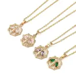 Brass Micro Pave Cubic Zirconia Pendant Necklaces for Women