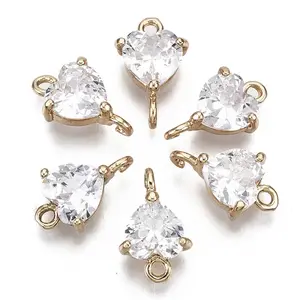 Brass Micro Pave Cubic Zirconia Links Connectors