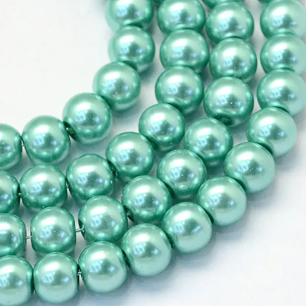 Baking Painted Pearlized Glass Pearl Round Bead Strands