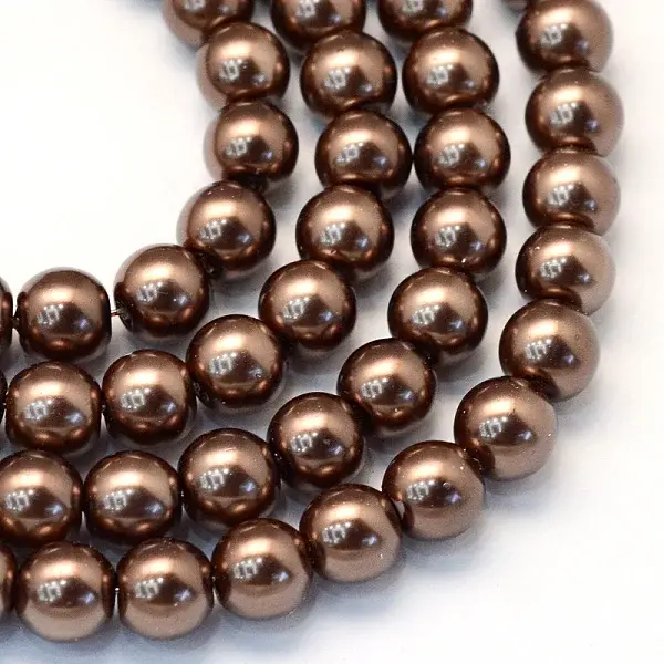 Baking Paint Pearlized Glass Pearl Round Bead Strands