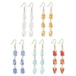 Glass Beaded Tassel Dangle Earrings with 304 Stainless Steel Pins