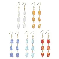 Glass Beaded Tassel Dangle Earrings with 304 Stainless Steel Pins