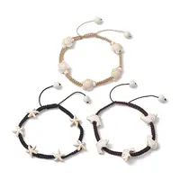 3Pcs 3 Styles Synthetic Turquoise Braided Bead Anklets