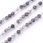 Natural Black Rutilated Quartz Beads Strands