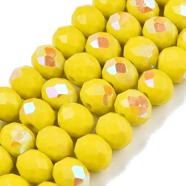 Electroplate Opaque Solid Color Glass Beads Strands