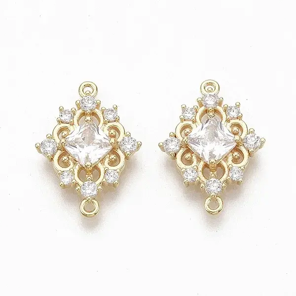 Brass Clear Cubic Zirconia Links connectors