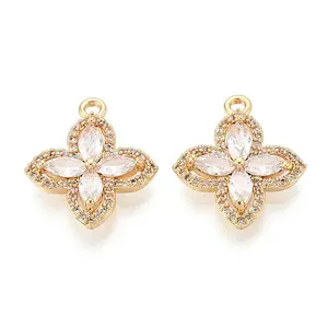 Brass Micro Pave Clear Cubic Zirconia Pendants