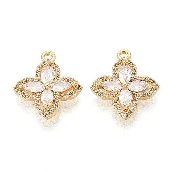 Brass Micro Pave Clear Cubic Zirconia Pendants