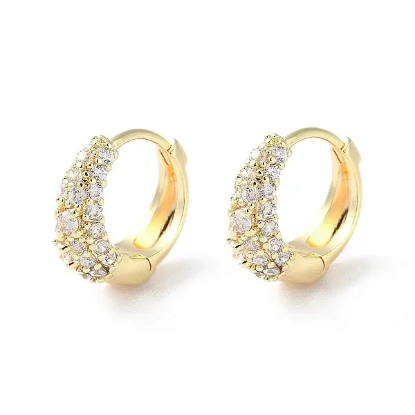 Brass Micro Pave Cubic Zirconia Hoop Earrings