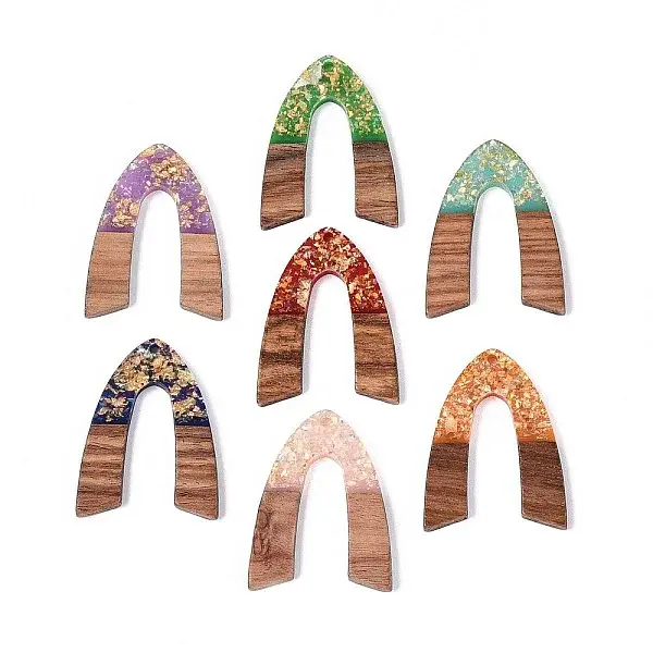 Opaque Resin and Walnut Wood Pendants