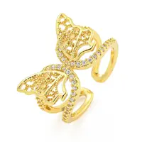 304 Stainless Steel Cubic Zirconia Open Cuff Ring for Women