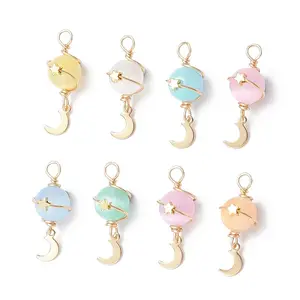 Dyed Natural Selenite Planet Pendants