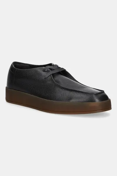 Kožené polobotky Calvin Klein HYBRID CUP WALLABEE LTH pánské, hnědá barva, HM0HM02062