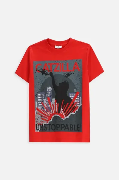 Dětské bavlněné tričko Coccodrillo oranžová barva, s potiskem, EVERYDAY BOY A