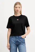 Bavlněné tričko Tommy Jeans dámské, černá barva, DW0DW22202