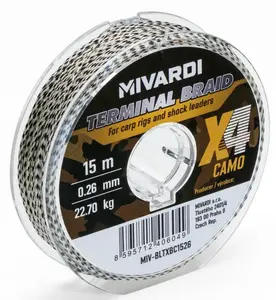 Mivardi pletená šňůra terminal x4 braid camo 15 m - 0,14 mm 10,3 kg