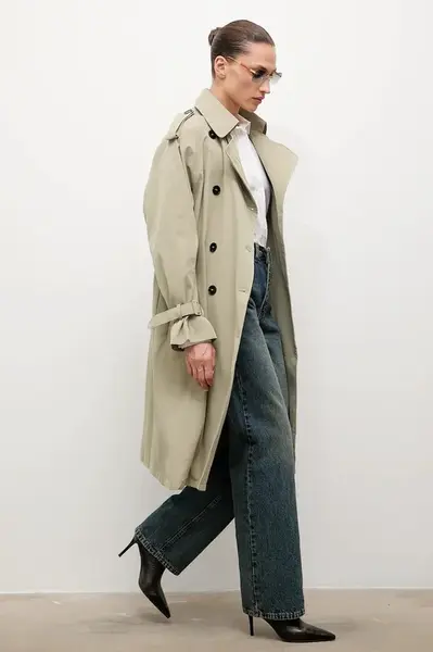 Bavlněný trenčkot Answear.LAB tyrkysová barva