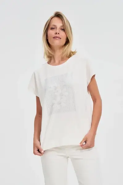 Marisse Cotton Blouse With Print, White