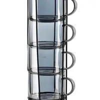Sada hrnků se stojánkem Affek Design Peter Grey 350 ml 4-pack šedá barva